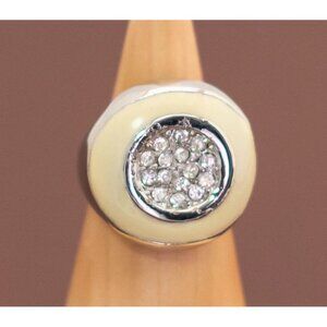 Vintage Art Deco Rhinestones Gold Tone Ring Size 8 1/2 - U1
